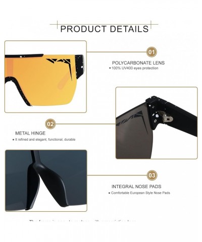 Square Sunglasses Women Men Flat Top Mirrored Sunnies Shades UV Protection Mirror Orange $10.25 Shield