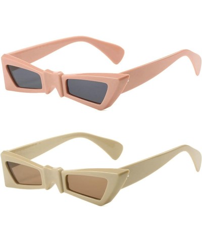 Vintage Y2k Sunglasses for Women Fashion Small Triangle Cat Hip Hop Sun Glasses Men Shades Eyewear 2pcs Pink+brown $11.72 Des...