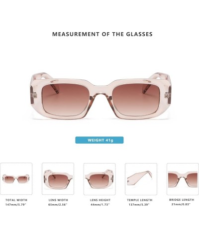 Retro Rectangle Sunglasses For Women Men 90s Trendy Glasses Transparent tea $8.05 Rimless