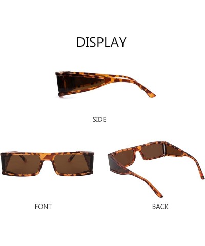 Cool Futuristic Rectangular Sunglasses Cyber Men Women Punk Style Cosplay Sun Glasses B2739 Leopard Frame & Tea Lens $12.59 G...