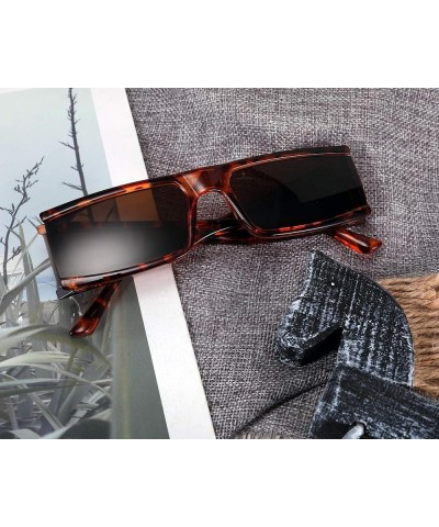 Cool Futuristic Rectangular Sunglasses Cyber Men Women Punk Style Cosplay Sun Glasses B2739 Leopard Frame & Tea Lens $12.59 G...