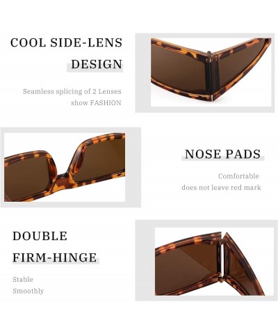 Cool Futuristic Rectangular Sunglasses Cyber Men Women Punk Style Cosplay Sun Glasses B2739 Leopard Frame & Tea Lens $12.59 G...