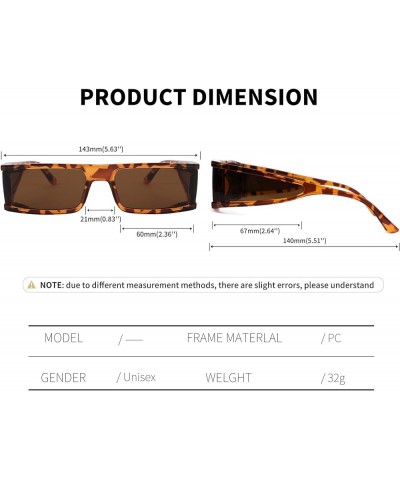 Cool Futuristic Rectangular Sunglasses Cyber Men Women Punk Style Cosplay Sun Glasses B2739 Leopard Frame & Tea Lens $12.59 G...