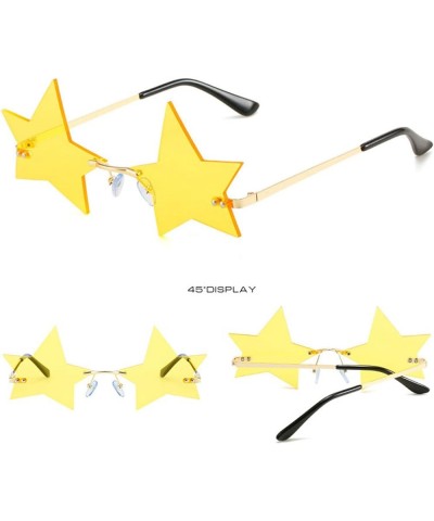 Rimless Star Shape Sunglasses Personality Sun Glasses for Women/Men Party Glasses Unique Pentagram Eyewears Yellow&pink&blue ...