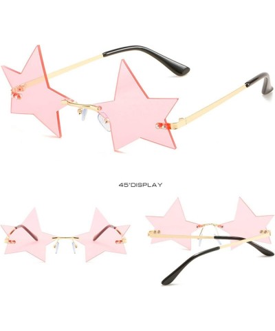 Rimless Star Shape Sunglasses Personality Sun Glasses for Women/Men Party Glasses Unique Pentagram Eyewears Yellow&pink&blue ...