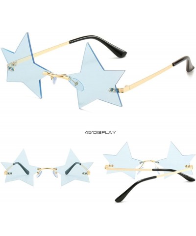 Rimless Star Shape Sunglasses Personality Sun Glasses for Women/Men Party Glasses Unique Pentagram Eyewears Yellow&pink&blue ...