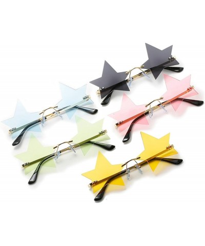 Rimless Star Shape Sunglasses Personality Sun Glasses for Women/Men Party Glasses Unique Pentagram Eyewears Yellow&pink&blue ...