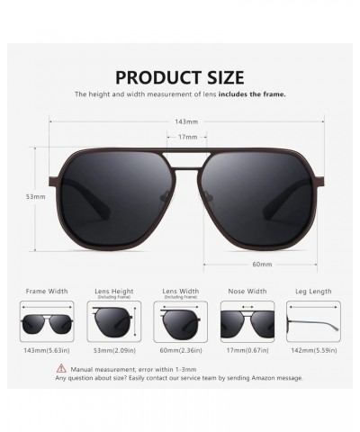 Polygon Aviator Sunglasses for Men Polarized Trendy Square Sun Glasses Retro Pilot Shades UV Protection Matte Coffe Frame/Gra...