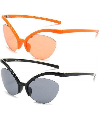 Half-rimless Butterfly Punk Sunglasses Women Men Trends Cat Eye Sun Glasses Fashion Outdoor Shades Eyewear Black+orange $10.0...