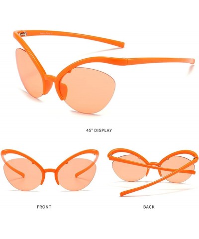 Half-rimless Butterfly Punk Sunglasses Women Men Trends Cat Eye Sun Glasses Fashion Outdoor Shades Eyewear Black+orange $10.0...