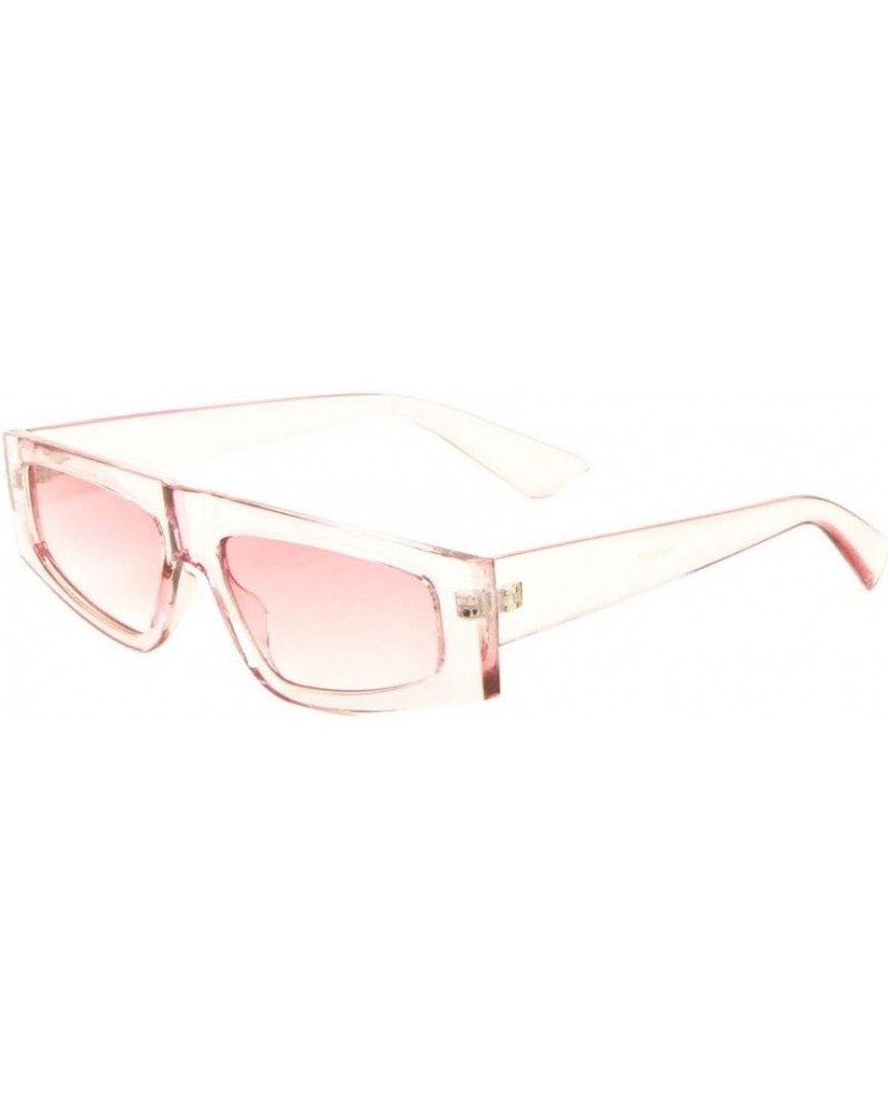 Retro Geometric Rectangular Flat Top Round Nose Crystal Color Sunglasses P6512 Pink $10.35 Rectangular