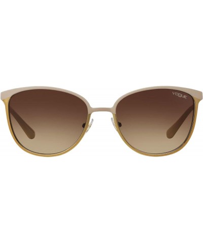 Women's Vo4002s Round Sunglasses Top Matte Beige/Brushed Gold/Brown Gradient $18.47 Round