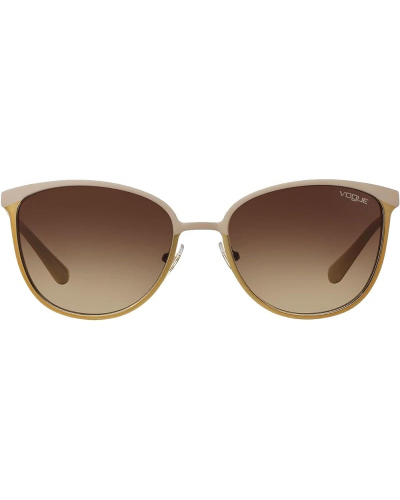 Women's Vo4002s Round Sunglasses Top Matte Beige/Brushed Gold/Brown Gradient $18.47 Round