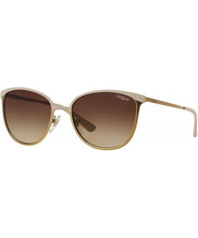 Women's Vo4002s Round Sunglasses Top Matte Beige/Brushed Gold/Brown Gradient $18.47 Round