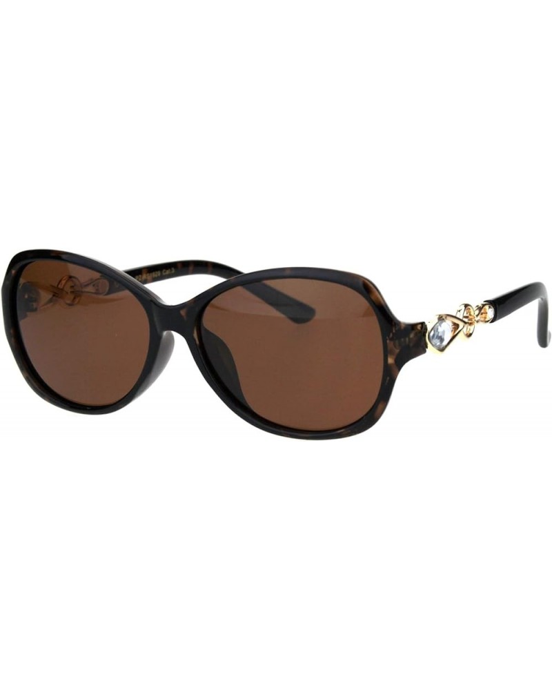 Womens Polarized Lens Sunglasses Oval Frame Rhinestone Design UV 400 Tortoise (Brown) $10.23 Oval