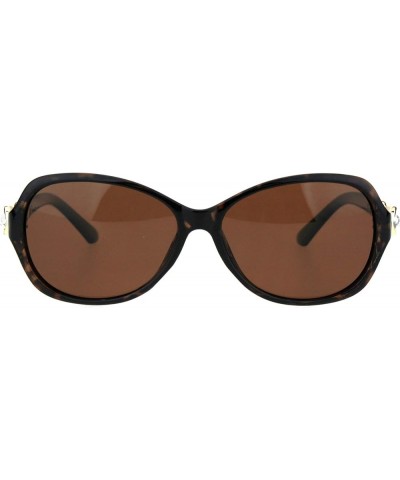 Womens Polarized Lens Sunglasses Oval Frame Rhinestone Design UV 400 Tortoise (Brown) $10.23 Oval