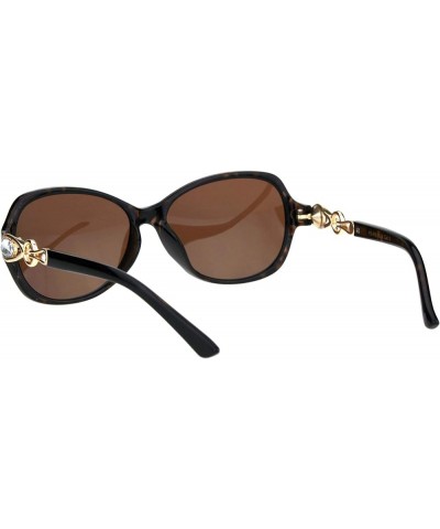 Womens Polarized Lens Sunglasses Oval Frame Rhinestone Design UV 400 Tortoise (Brown) $10.23 Oval