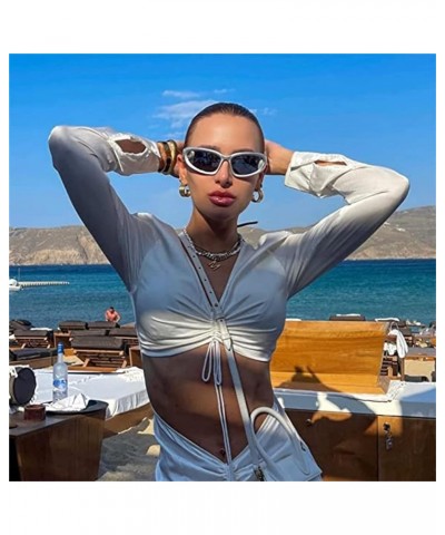 Wrap Around Fashion Sunglasses for Women Men Trendy y2k Sport Sun Glasses Goggles Futuristic Shades Metallic Silver/Grey $9.3...