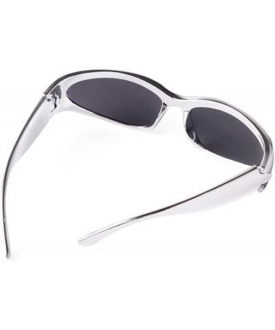 Wrap Around Fashion Sunglasses for Women Men Trendy y2k Sport Sun Glasses Goggles Futuristic Shades Metallic Silver/Grey $9.3...