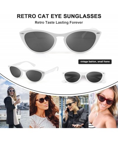 Retro Cat Eye Sunglasses Women Men Vintage Small Cateye UV400 Sunglasses B2617 White $9.45 Cat Eye