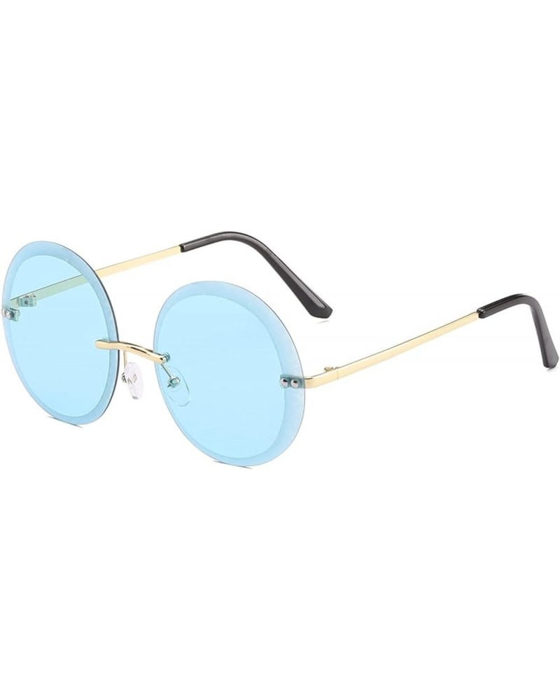 Rimless Round Metal Men And Women Sunglasses Outdoor Holiday Beach Party Trend UV400 Sunglasses Gift F $14.46 Rimless