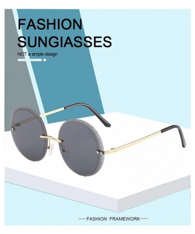 Rimless Round Metal Men And Women Sunglasses Outdoor Holiday Beach Party Trend UV400 Sunglasses Gift F $14.46 Rimless