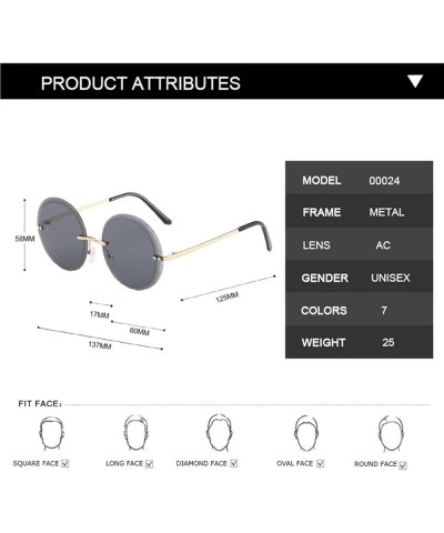 Rimless Round Metal Men And Women Sunglasses Outdoor Holiday Beach Party Trend UV400 Sunglasses Gift F $14.46 Rimless