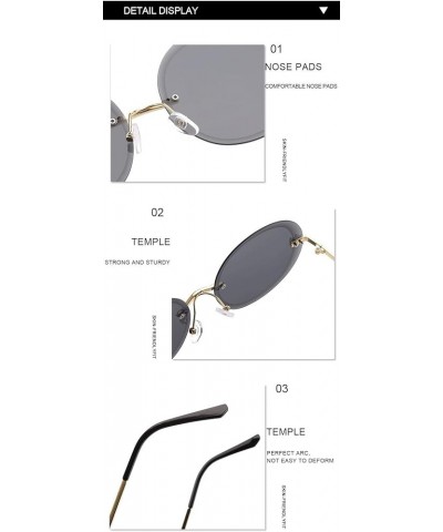 Rimless Round Metal Men And Women Sunglasses Outdoor Holiday Beach Party Trend UV400 Sunglasses Gift F $14.46 Rimless