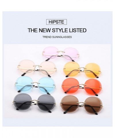 Rimless Round Metal Men And Women Sunglasses Outdoor Holiday Beach Party Trend UV400 Sunglasses Gift F $14.46 Rimless