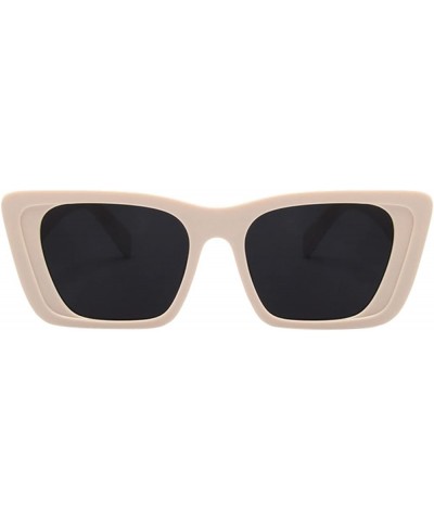 Ladies Jelly Sunglasses Retro Simple Oval Square Net Red Sunglasses round Men Beige $7.23 Aviator