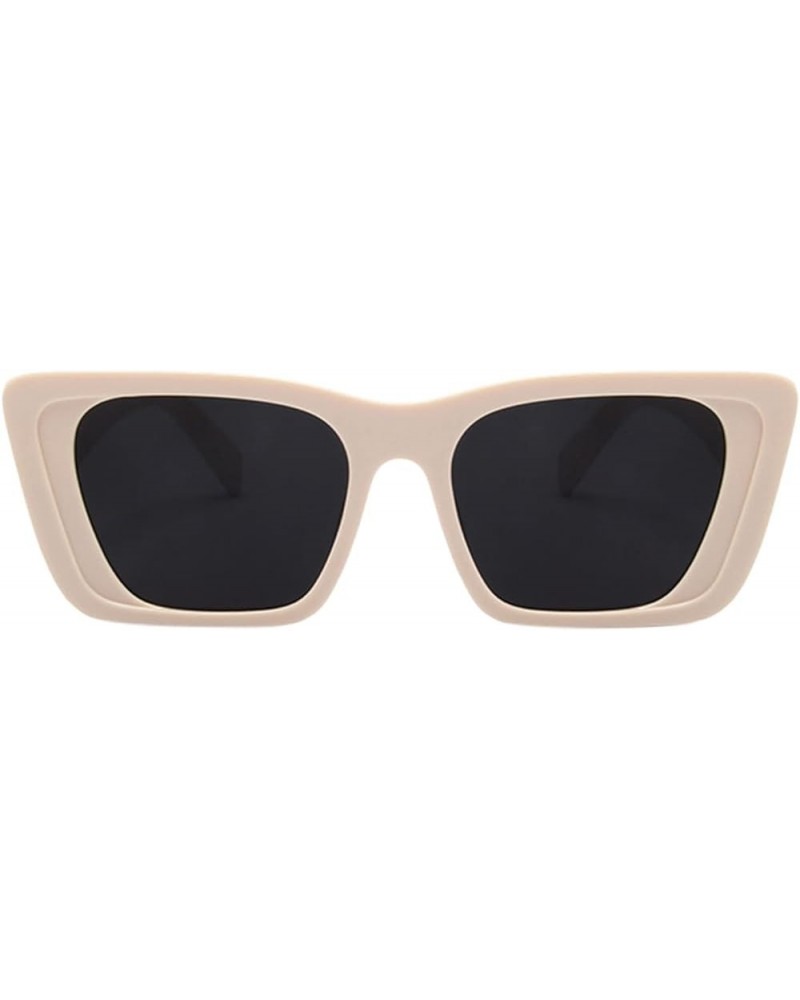 Ladies Jelly Sunglasses Retro Simple Oval Square Net Red Sunglasses round Men Beige $7.23 Aviator