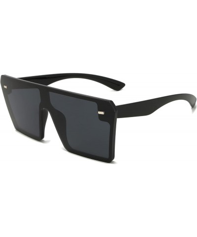 Flat Top Oversized Shield Sunglasses for Women Men Square Rimless Fashion Shades VL9517 With Black Frame $10.82 Oversized