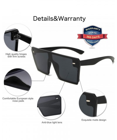 Flat Top Oversized Shield Sunglasses for Women Men Square Rimless Fashion Shades VL9517 With Black Frame $10.82 Oversized