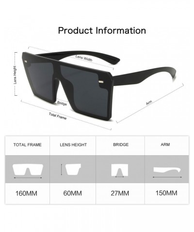 Flat Top Oversized Shield Sunglasses for Women Men Square Rimless Fashion Shades VL9517 With Black Frame $10.82 Oversized