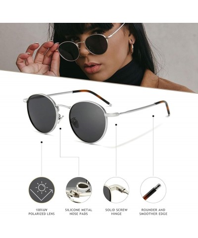 Ponderable Metal Round Sunglasses for Men Women Classic Vintage Polarized Circle Sun Glasses 2 Pack (Polarized): Gold/Gray+si...