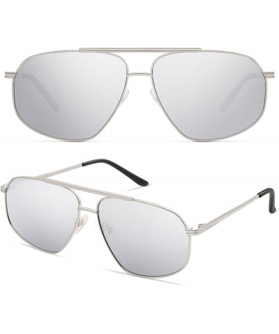 Classic Retro Aviator Sunglasses for Women Men Vintage Hexagonal Metal Frame UV400 Lenses SJ1200 Silver/Silver Mirrored $10.3...