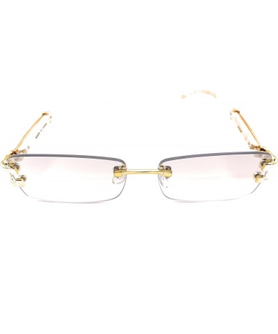 Executive Rimless WhiteWood and Gold frame Eyeglasses / Sunglasses, Clear $9.66 Rectangular