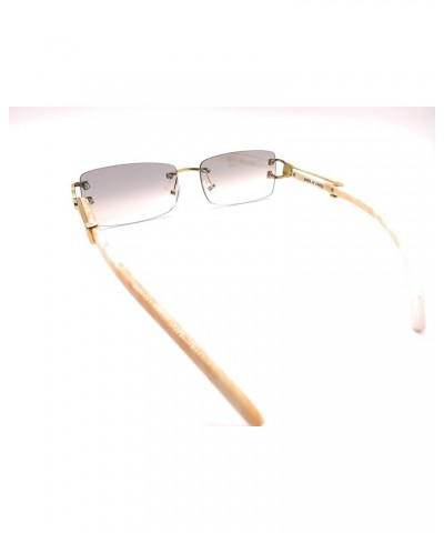 Executive Rimless WhiteWood and Gold frame Eyeglasses / Sunglasses, Clear $9.66 Rectangular