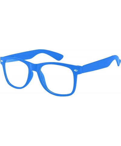 Classic Vintage 80's Style Sunglasses Colored Plastic Frame Mens Womens Clear Lens / Blue $8.68 Rectangular