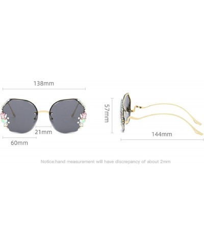 Rimless Round Sunglasses Women Rhinestone Sparkling Crystal Frame Eyewear UV400 Protection Bling Sun Glasses Gray&pink $9.93 ...