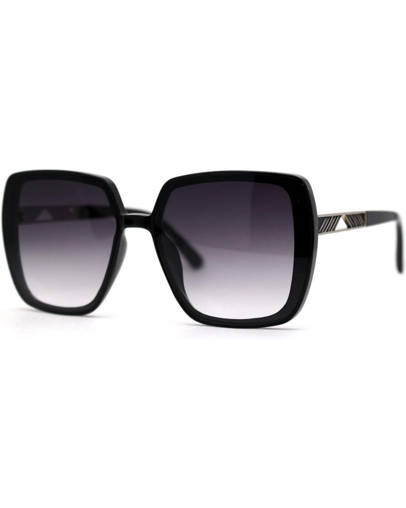 Womens Chic 90s Elegant Rectangular Butterfly Sunglasses Black Silver Smoke $9.15 Butterfly