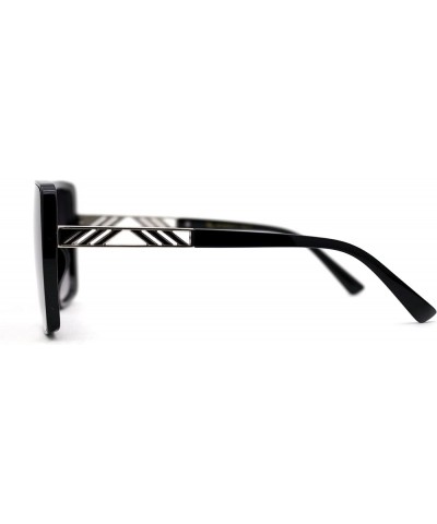 Womens Chic 90s Elegant Rectangular Butterfly Sunglasses Black Silver Smoke $9.15 Butterfly