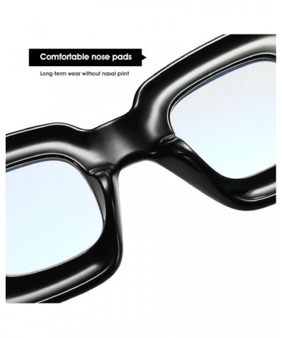 Fashion Inflated Square Blue Light Blocking glasses for Women Oversized Thick Frame Punk Glasses Trendy Designer Style Black ...