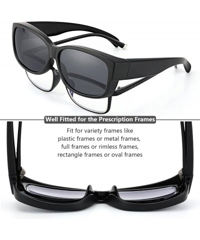 Fit Over Glasses Sunglasses for Men & Women Polarized Lens 100% UV Protection Matte Black Frame Grey Lens $14.93 Oversized