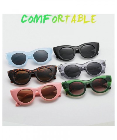 Oversized Cat Eye Sunglasses for Women Cute Oval Thick Frame Cateye Sun Glasses Chic Retro Style Shades Green $9.62 Cat Eye