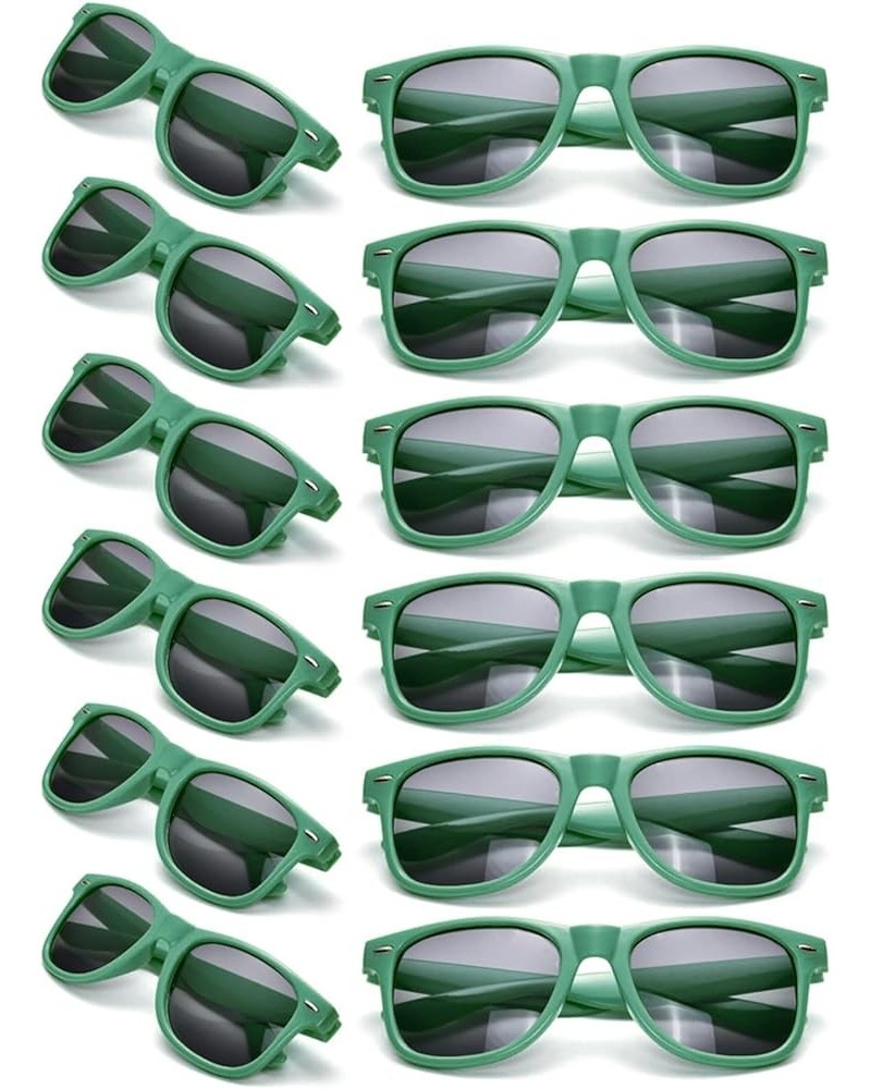 12 Pack Neon Colors Sunglasses Classic Retro Party Favors Sunglasses for Unisex Adult Deep Green $16.23 Designer