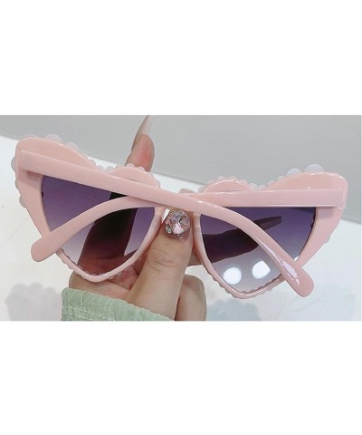 Retro Heart-Shaped Pearl Sunglasses Women Fashion Pink Eyewear Trending Men Cat Eye Sun Glasses Beach Shades UV400 Pink&gray ...