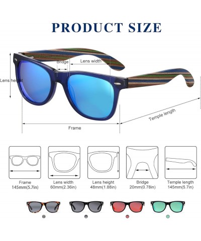 Polarized Driving Handmade Walnut Wooden 100% UV 400 Protection Sunglasses for Men 2141 Transparent Blue Frame Revo Blue Lens...