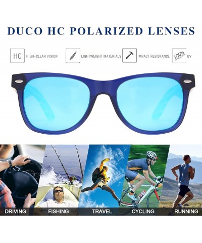 Polarized Driving Handmade Walnut Wooden 100% UV 400 Protection Sunglasses for Men 2141 Transparent Blue Frame Revo Blue Lens...