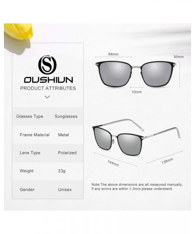 Sunglasses for Men Polarized Square Metal Frame UV400 Protection Sliver+black Frame/Sliver Lens $10.25 Square